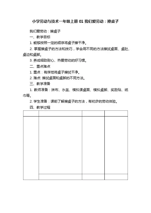小学劳动与技术一年级上册01我们爱劳动：擦桌子