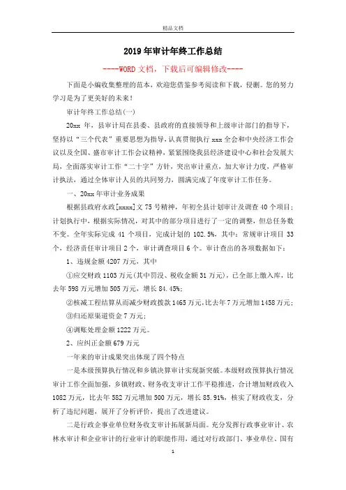 2019年审计年终工作总结