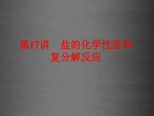 2016中考化学 第一部分 教材梳理阶段练习 第11单元 第17讲 盐的化学性质和复分解反应课件 新人教版