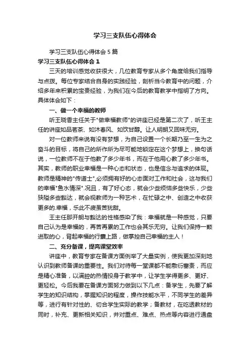 学习三支队伍心得体会