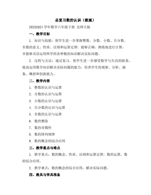 总复习-数的认识(教案)2023-2024学年数学六年级下册北师大版