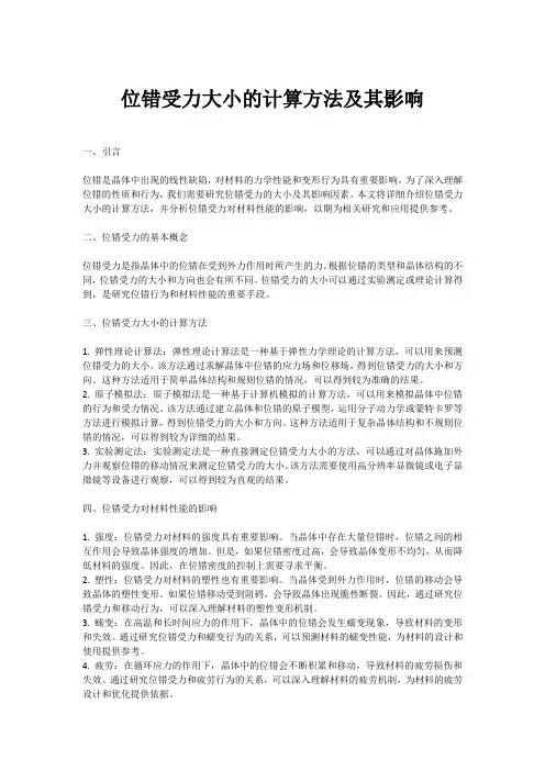 位错受力大小计算