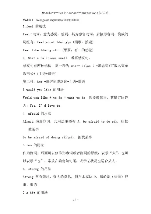 Module-1--Feelings-and-impressions知识点1