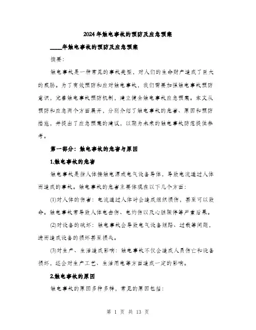 2024年触电事故的预防及应急预案(四篇)