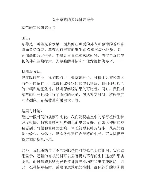 关于草莓的实践研究报告