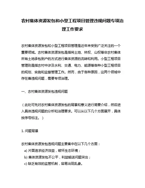 农村集体资源发包和小型工程项目管理违规问题专项治理工作要求