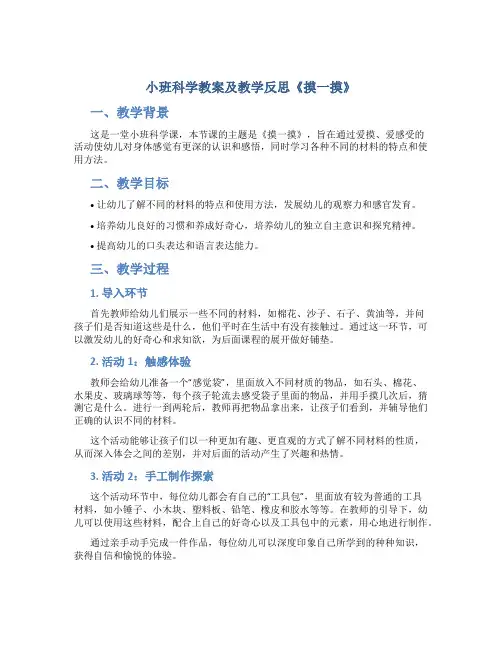 小班科学教案及教学反思《摸一摸》