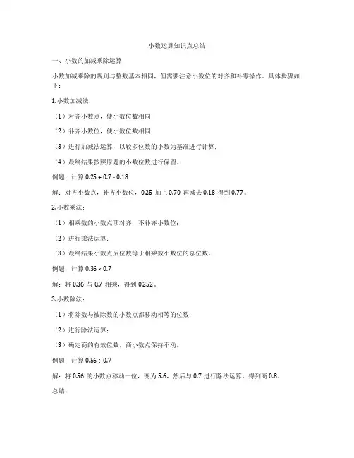 小数运算知识点总结