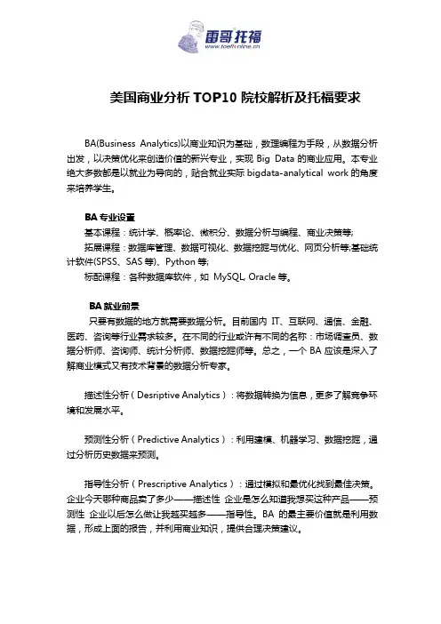 美国商业分析TOP10院校解析及托福要求