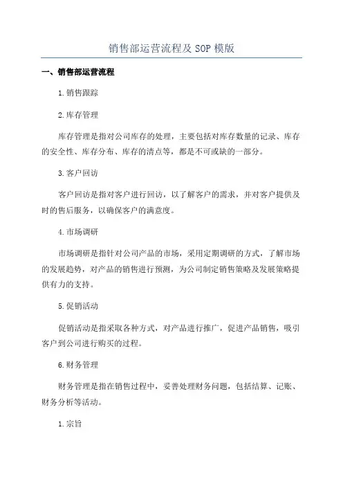 销售部运营流程及SOP模版