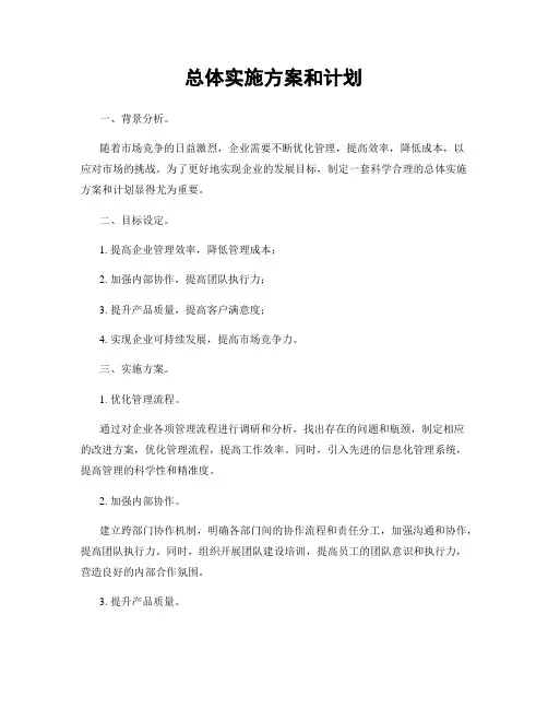 总体实施方案和计划