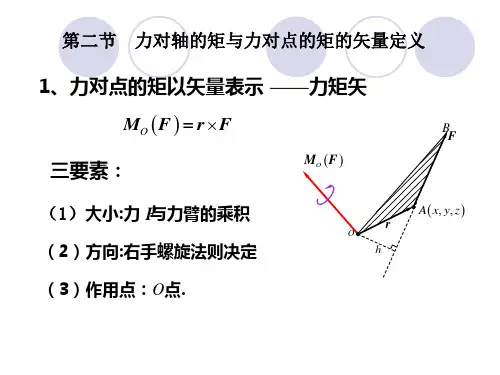 第五章空间力系   第二节 力对轴的矩
