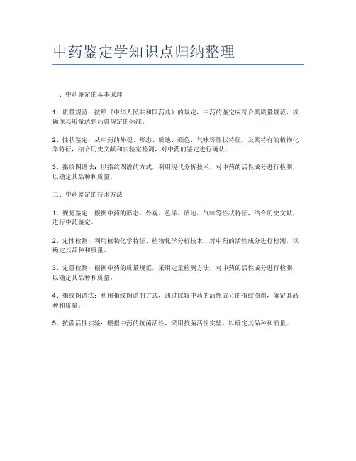 中药鉴定学知识点归纳整理