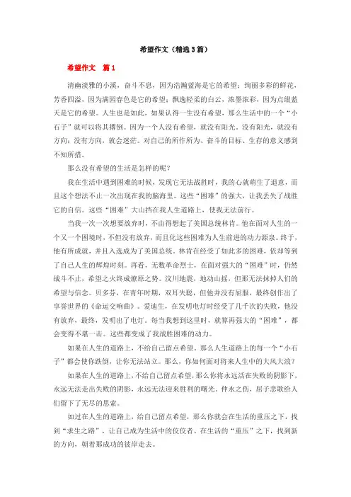 希望作文(精选3篇)