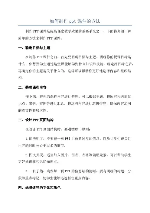 如何制作ppt课件的方法