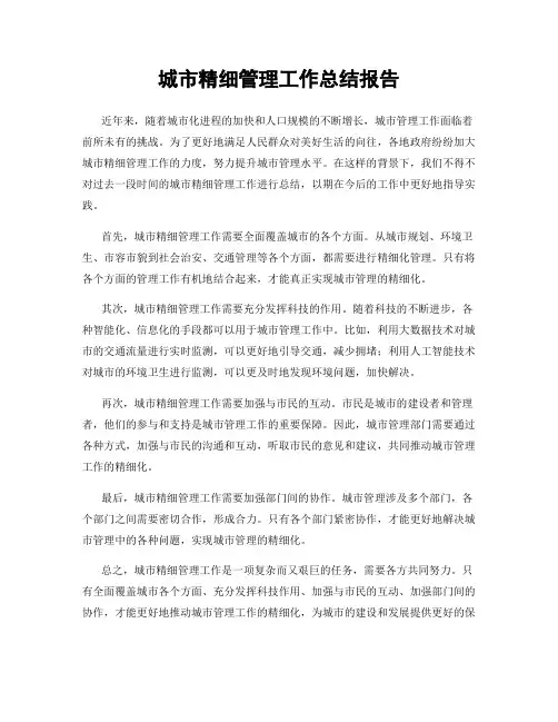 城市精细管理工作总结报告