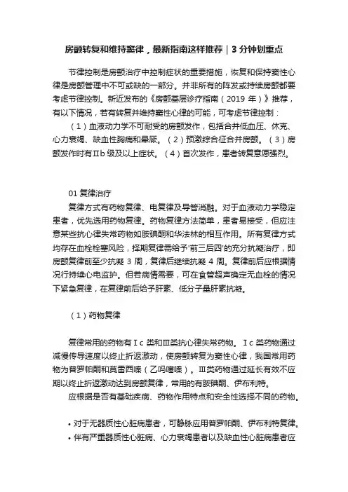 房颤转复和维持窦律，最新指南这样推荐｜3分钟划重点