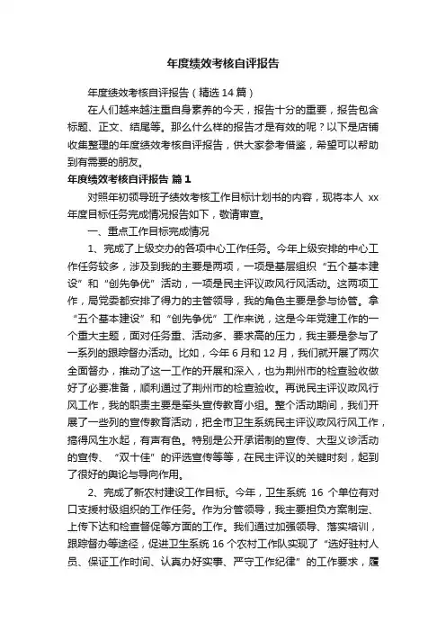 年度绩效考核自评报告