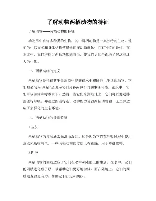 了解动物两栖动物的特征