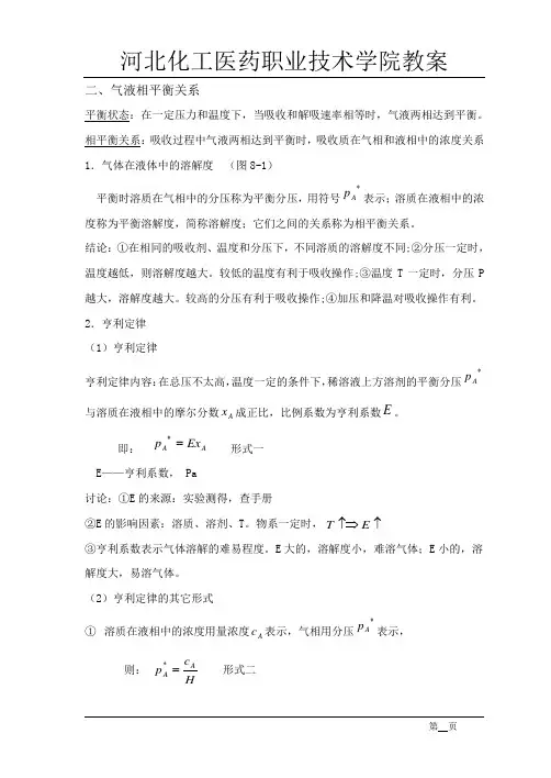 气液相平衡关系