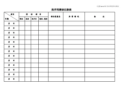 (完整word版)卫生间清洁记录表