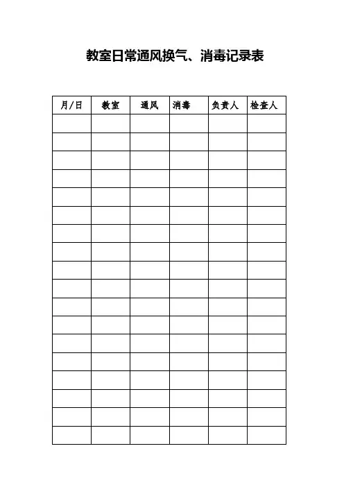 防疫隔离期间XX学校教室日常通风换气、消毒记录表