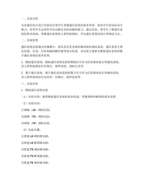 通信综合设计实验报告