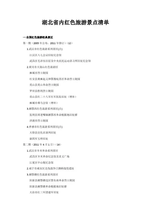 湖北声 红色景点清单