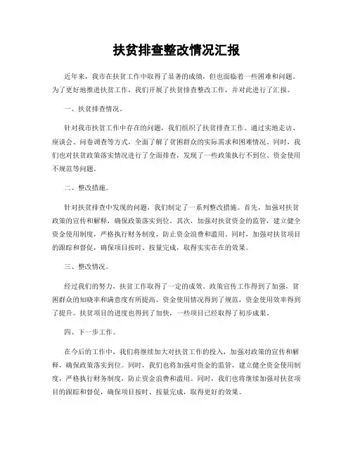 扶贫排查整改情况汇报