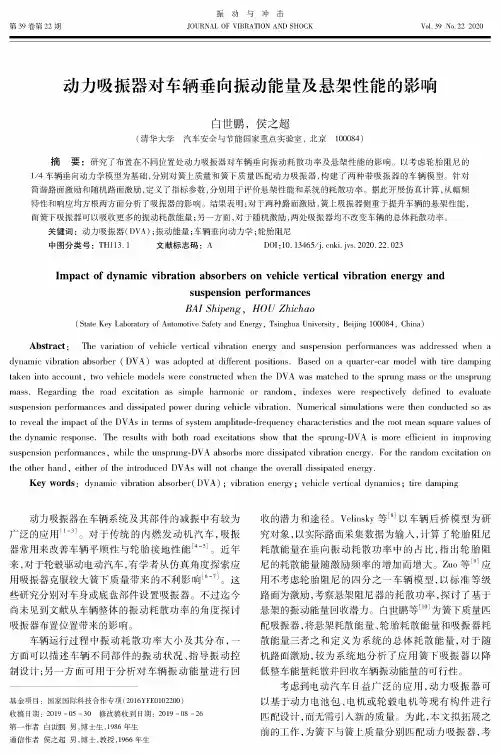 动力吸振器对车辆垂向振动能量及悬架性能的影响