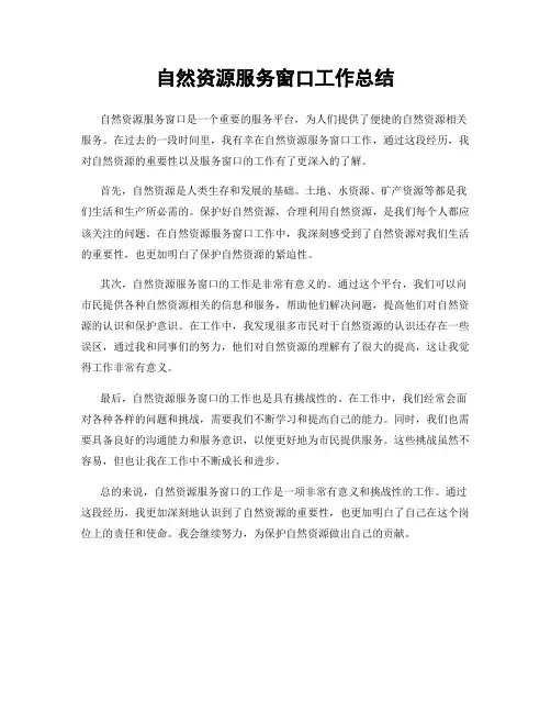 自然资源服务窗口工作总结