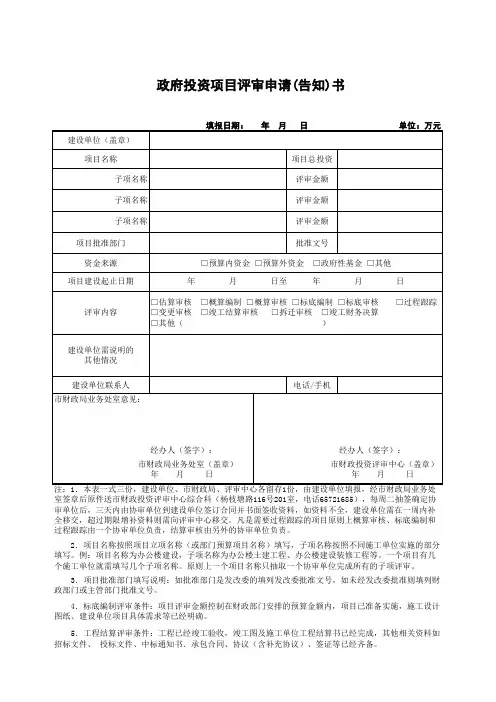 3-政府投资项目评审申请(告知)书