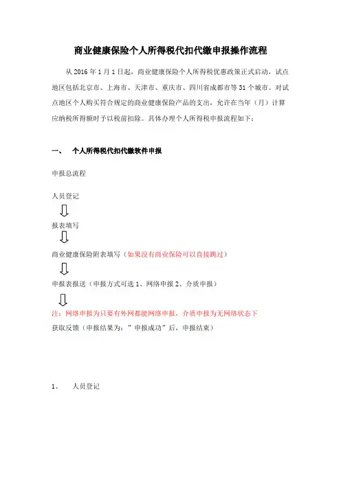 商业健康保险个人所得税代扣代缴申报操作流程