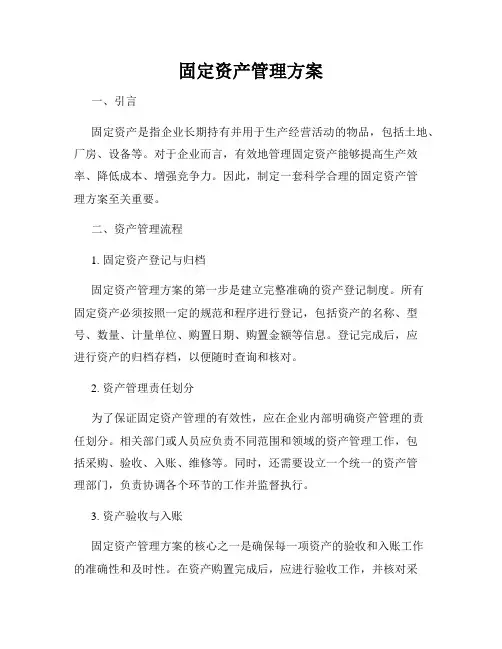 固定资产管理方案