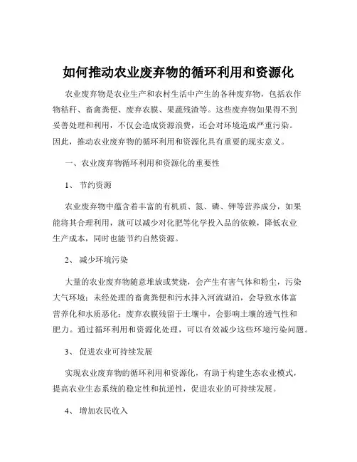 如何推动农业废弃物的循环利用和资源化