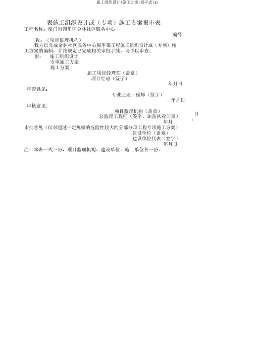 施工组织设计(施工方案)报审表(1)