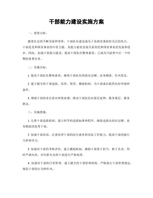干部能力建设实施方案