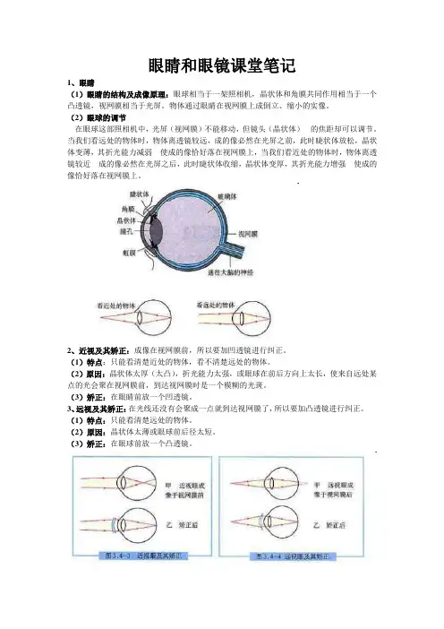 眼睛和眼镜课堂笔记.doc