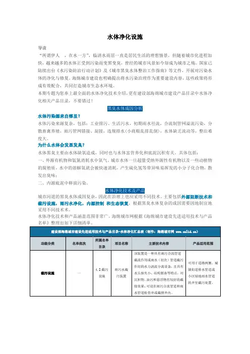 海绵城市-水体净化设施精选全文