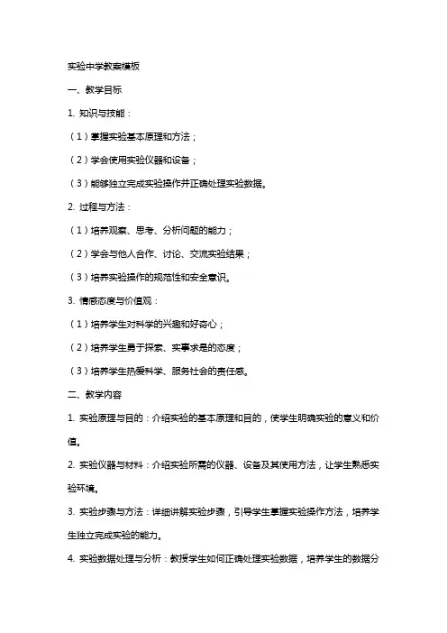 实验中学教案模板