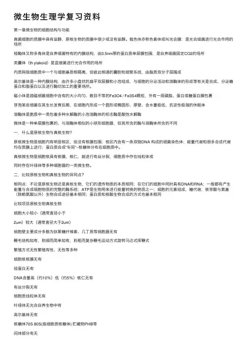 微生物生理学复习资料
