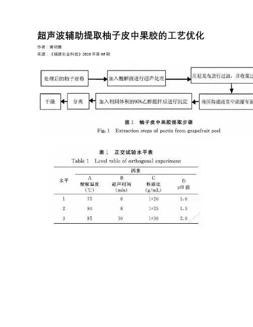 超声波辅助提取柚子皮中果胶的工艺优化