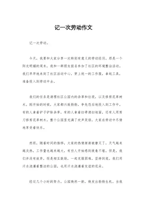 记一次劳动作文
