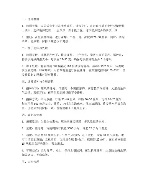 种植大姜的管理技术要点