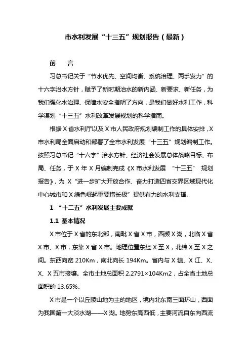市水利发展“十三五”规划报告(最新)