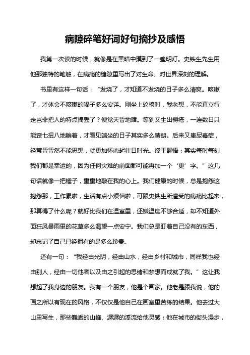 病隙碎笔好词好句摘抄及感悟
