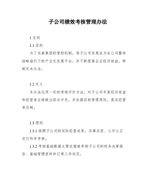 子公司绩效考核管理办法