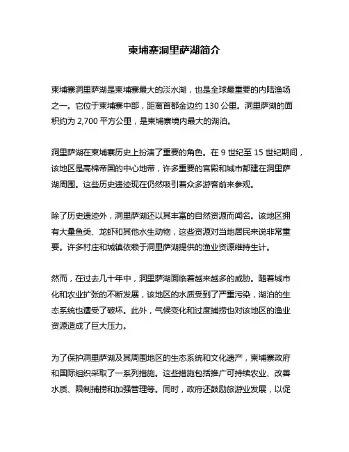 柬埔寨洞里萨湖简介