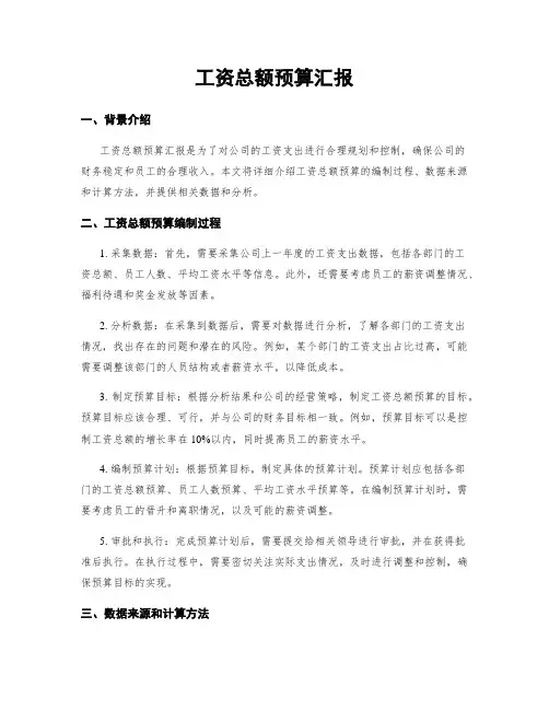 工资总额预算汇报