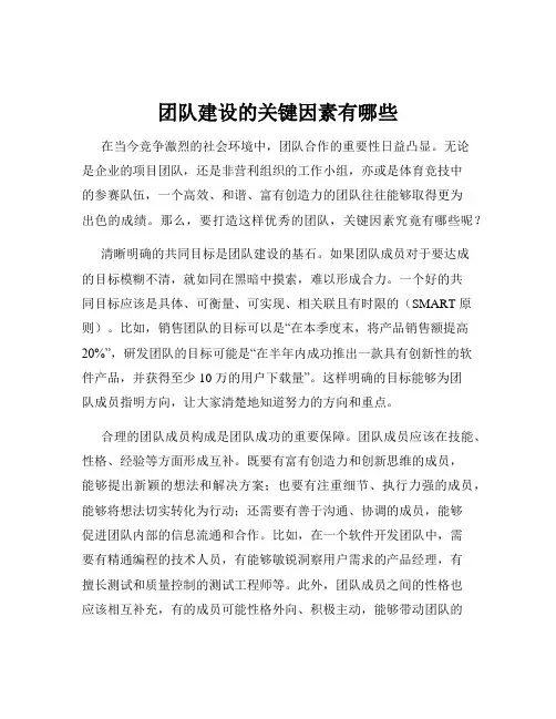团队建设的关键因素有哪些